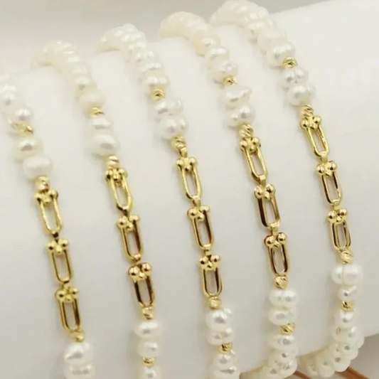 Bracelet Tiffany Perles Naturelles – Charme et Raffinement en OR 18K